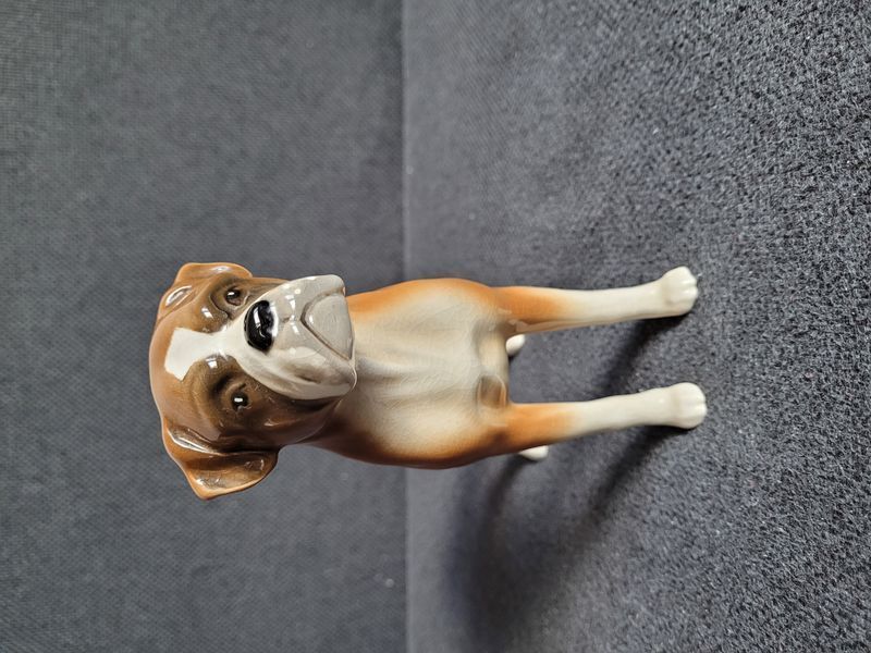 Vintage porcelain figurine of a boxer dog