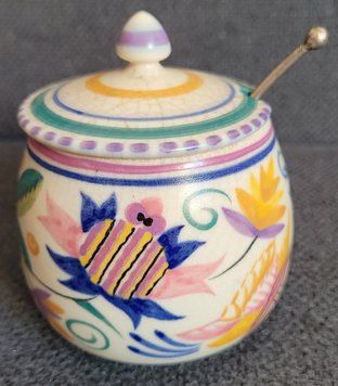 Vintage pot for jam or honey Poole Pottery Fuschia