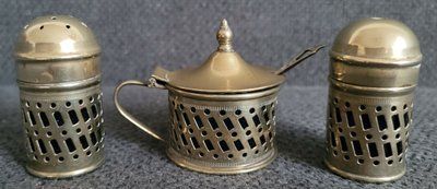 Antique silver-plated cruet set made in England