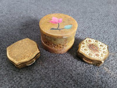 Three vintage pill boxes (can be used as a jewelry box).