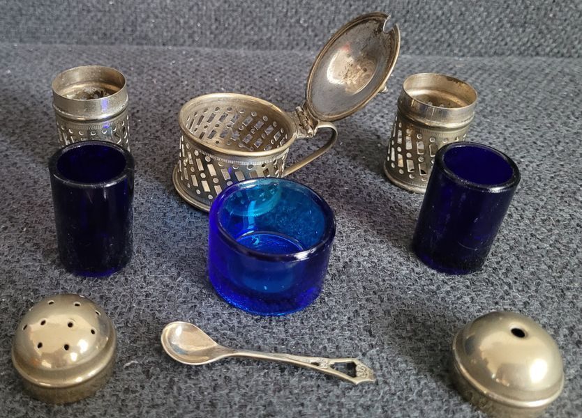 Antique silver-plated cruet set made in England
