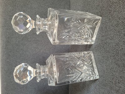 Vintage set of crystal decanters.