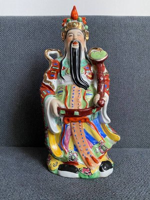 Vintage Figurine Chinese God Handpainted Statue Lu Xing