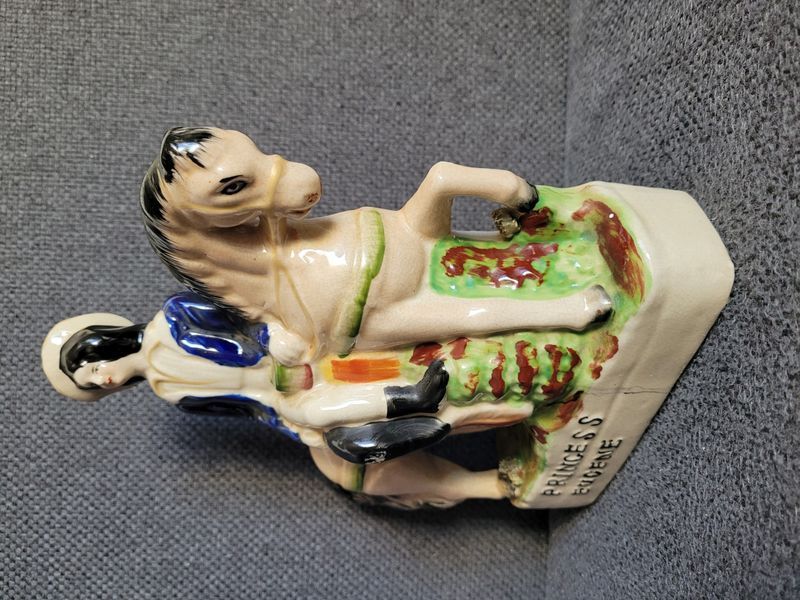 Antique Staffordshire Ceramic Figurine Princess Eug&eacute;nie on Horse England