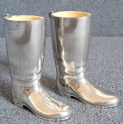 Vintage pair of silver plated measuring cups in the form of boots