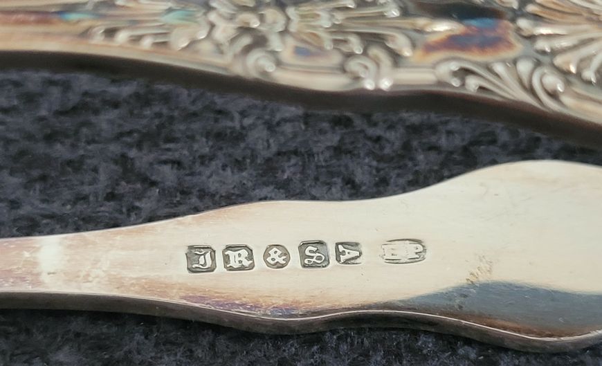 Antique silver-plated spoon and sugar tongs
