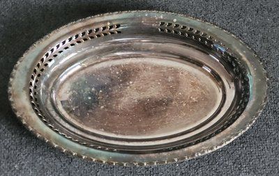 Vintage silver-plated oval dish with a beautiful patina