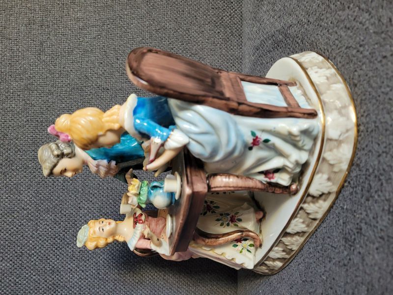 Ceramic Figurine Tea Time Multi-Figure Composition