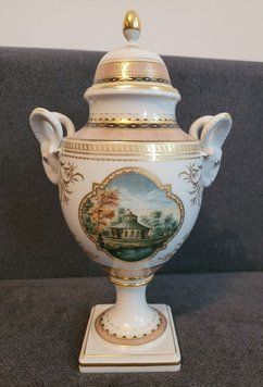 Porcelain vase-amphora by A. K. Kaiser Belvedere designed by K. Nossek.