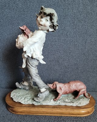 Giuseppe Armani's Capodimonte Figurine"Boy W/ Dog & Puppies"