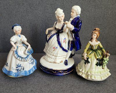 Vintage ker&aacute;mia zen&eacute;lő figura k&eacute;szlet 3 darab
