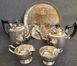 Vintage Silver-plated Tea Set Coffee Pot, Teapot, Sugar Bowl and Creamer and Tray