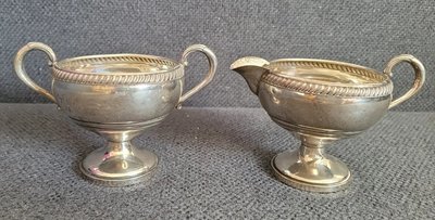 Vintage sugar bowl and creamer sterling silver