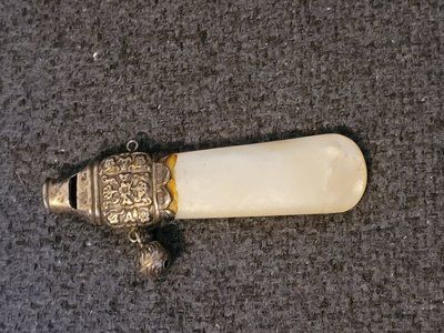 Antique rattle 925 sterling silver with pearl handle