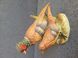 Lot de 3 figurines en c&eacute;ramique vintage B&ucirc;cheron Oiseaux Jeune fille avec chiots