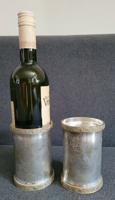 Antique silver-plated pair of bottle stands