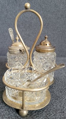 Vintage Crystal  Cruet  Set, England