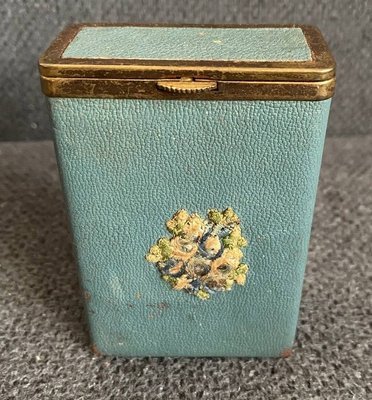 Vintage Ladies Princess Gardner Cigarette Box Case Leather, Brass 1950's