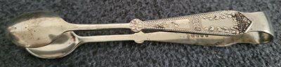 Antique silver-plated sugar tongs