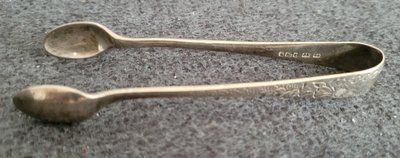 Antique silver 925 sugar tongs
