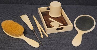 Antique ivory Ladies vanity set 8 pieces