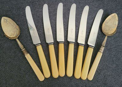 Vintage set of 6 knives+2 serving spoons