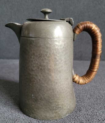 Antique Hammered Pewter kettle made in England Sheffield by Craftsman Pewter