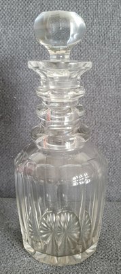 Antique English ORIGINAL cut glass decanter with 3 rings