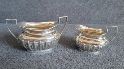 Antique sugar bowl and creamer sterling silver late 19th century