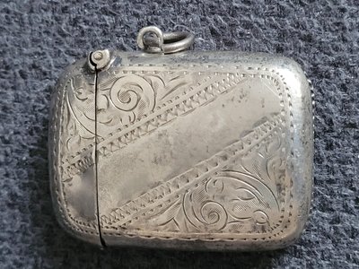 Vesta match case with hand engraving