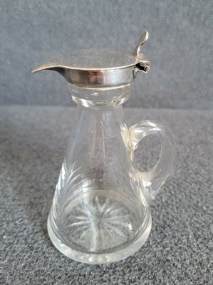 Miniature whiskey jug with lid made of sterling silver without marking