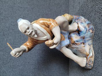 Китайская керамическая фигурка &laquo;Mud Man Fisher&raquo;, Shiwan, 1970-е годы 5371 фото