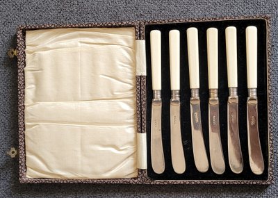Vintage set of silver-plated dessert knives