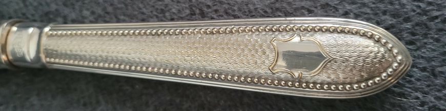 Antique serving set with silver-plated fork and knife
