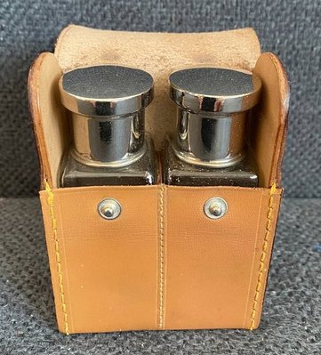 Vintage Men's Leather Case with 2 Bottles