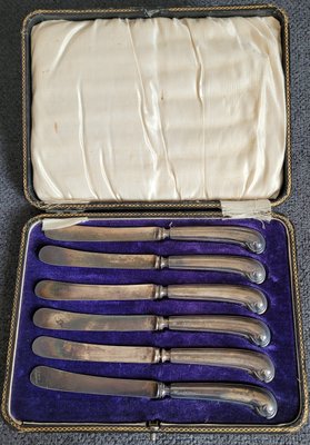 Antique sterling silver dessert knife set