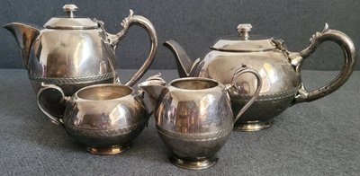 Antique silver-plated tea set from Walker and Hall Sheffield England