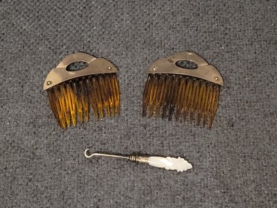 Vintage Sterling Hair combs and button hook