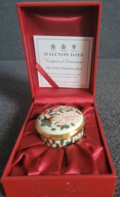 Halcyon Days jewelry box for small jewelry, can be used as a pillbox in the original box.