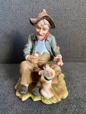 Porcelain Figurine Old Man With The Dog
