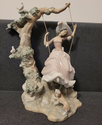 Lladro Victorian Girl On A Swing (a very rare statuette) REPAIR