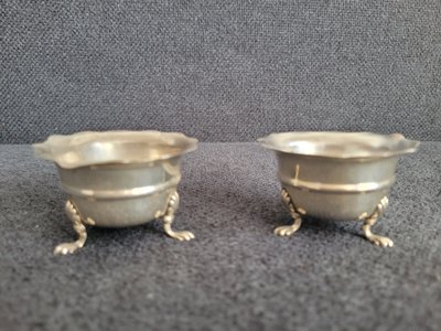 Two antique salt bowls sterling silver