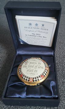 Halcyon Days jewelry box for small jewelry, can be used as a pillbox in the original box.