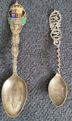 Two silver souvenir spoons
