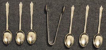 Vintage silver-plated apostolic spoons with Sugar Tongs