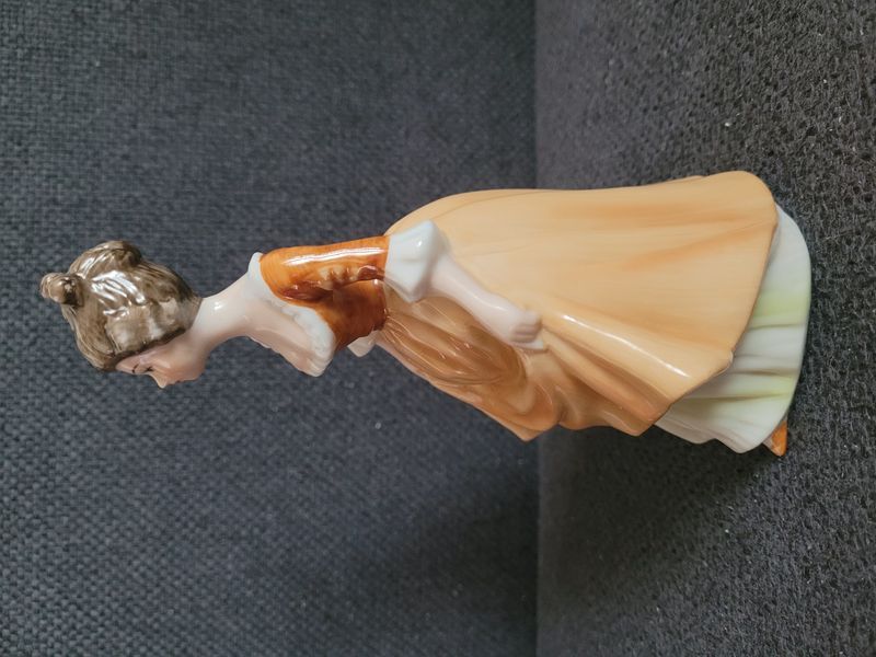 Vintage Alfretto Porcelain Figurine Girl in Brown Victorian Dress 17.5 cm