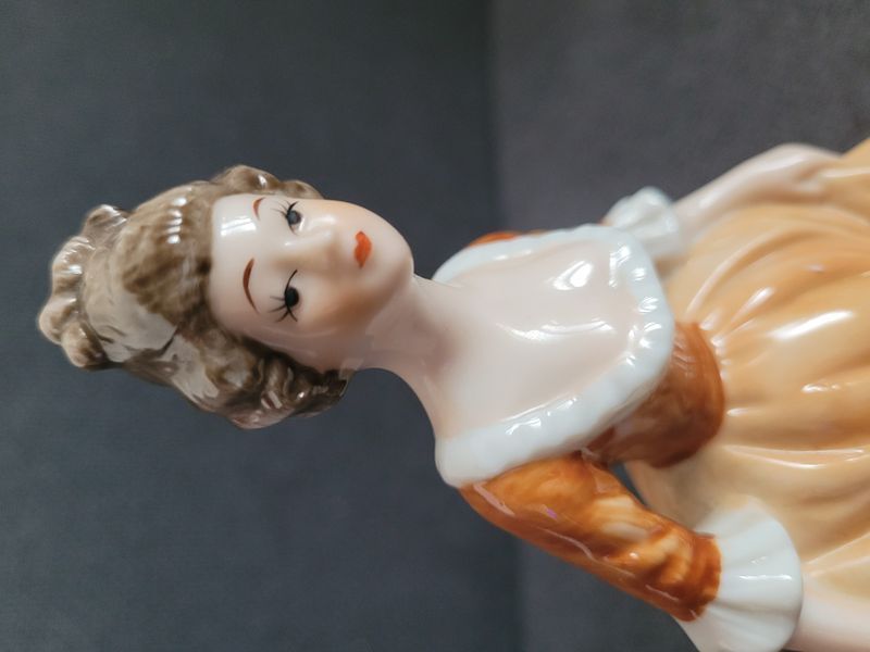 Vintage Alfretto Porcelain Figurine Girl in Brown Victorian Dress 17.5 cm