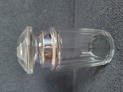 Antique crystal jar with silver rim and crystal lid