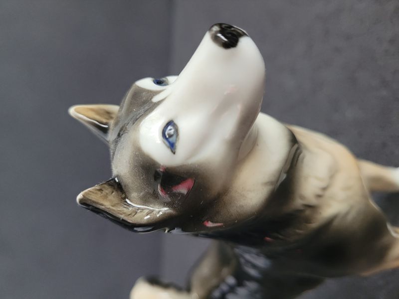 Rare porcelain figurine husky dog Germany