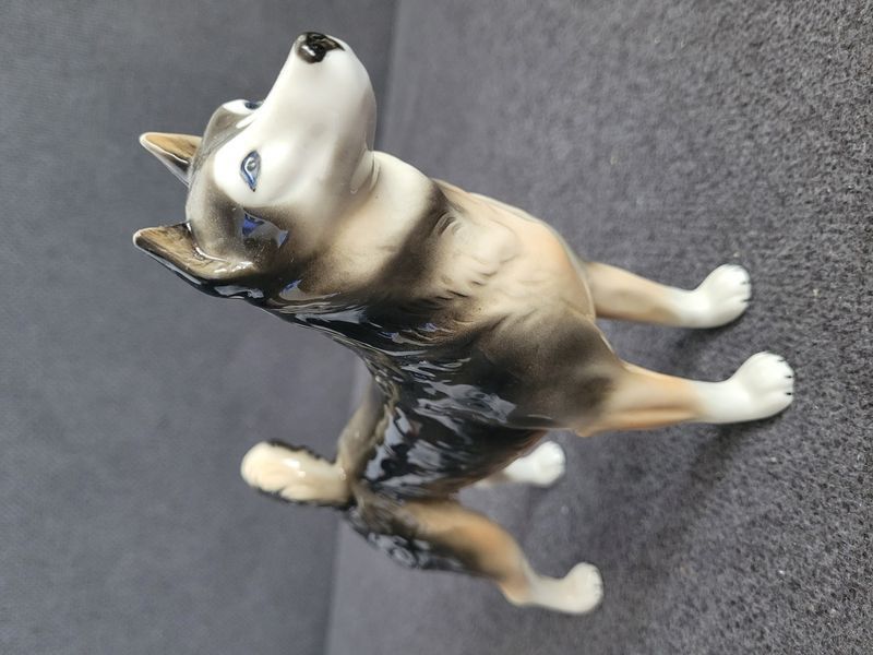 Rare porcelain figurine husky dog Germany